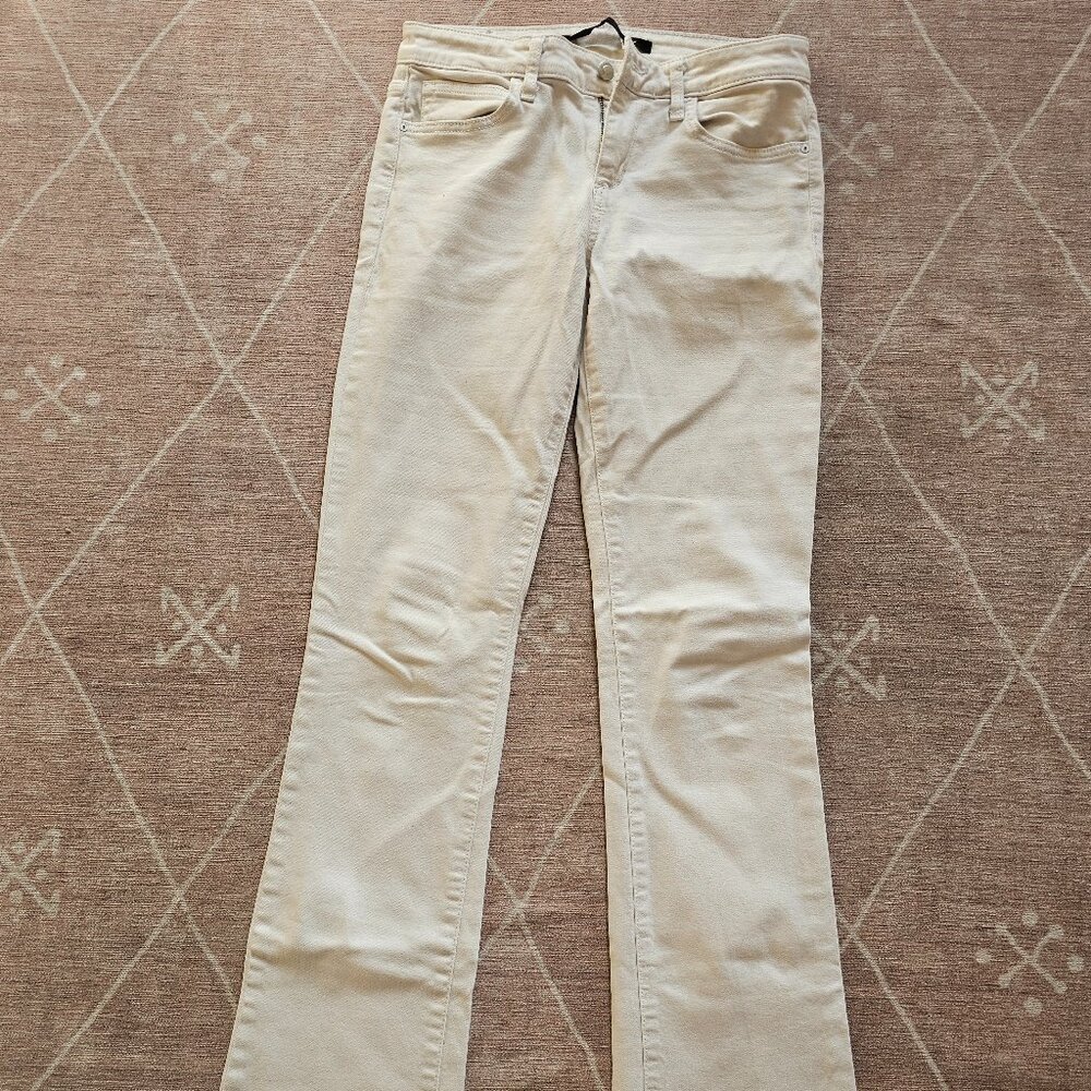Joe's Jeans white boot cut low rise stretch jeans